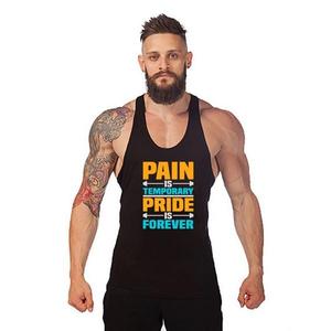 Camiseta sin mangas gris para hombre con estampado de "El dolor es temporal, el orgullo es eterno", cuello en V, sin mangas, ropa informal para hacer ejercicio - Product Image 6