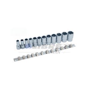 Juego de Llaves de Tubo Métricas de 6 Puntas, 3/8”, 8-19mm, Tipo Medio, 12 Piezas, Marca TAIWAN CALIBRE - Product Image 1