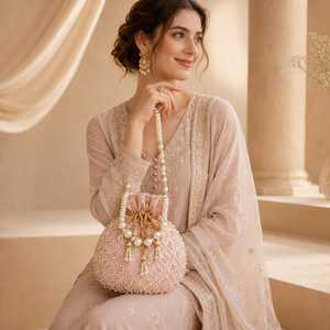 Sac à main Potli décoratif à bas prix pour femmes, avec des détails de broderie faits à la main, pour les tenues de mariée, les tenues de soirée - Product Image 6