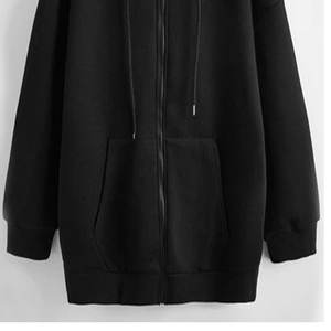 Men's Premium <b>Black</b> Embroidered Zipper <b>Hoodie</b> Solid Midnight Onyx Full <b>Zip</b> Jacket | Urban Athletic Gym Training Waterproof - Product Image 5