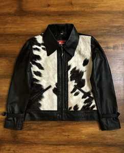 Blouson de moto en cuir véritable motif vachette, manches longues, col montant, fermeture éclair, fait main, style urbain, pour femme, automne - Product Image 6