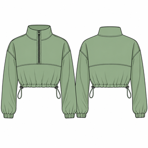 Veste courte zippée pour femme avec logo personnalisé, ourlet cintré, vêtements de sport, fabricant, vente en gros - Product Image 2