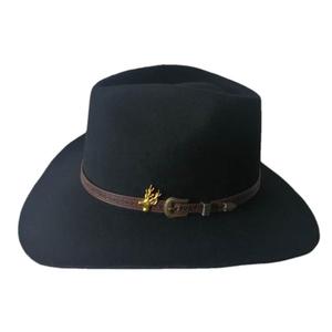 Unisex Black Wool Striped Cowboy <b>Hat</b> with Leather <b>Band</b> Metal Emblem for Outdoor Use Four Seasons 58-60cm Head Circumference 2026 - Product Image 4
