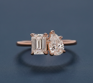 Anillo de Compromiso con Diamante Cultivado en Laboratorio, Corte Esmeralda Pera de 1.70CT, VVS2, Certificado IGI, Oro Rosa, Joyería Personalizada al por Mayor - Product Image 2