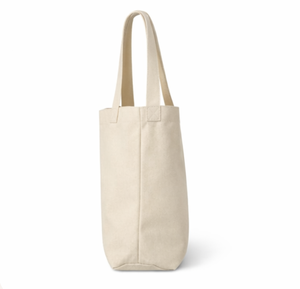 Sac fourre-tout en toile beige avec logo personnalisé, motif floral brodé, longue poignée, taille moyenne, sac fourre-tout en toile de coton pour usage quotidien - Product Image 3