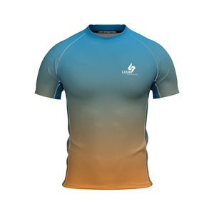 Customized Men's <b>Short</b> Sleeve <b>Compression</b> Gym Shirt Breathable Anti Bacterial Regular Fit Quick Dry Eco Friendly Gym Wear Jersey - Product Image 4