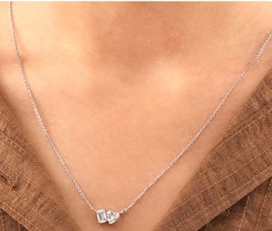 Minimalist 10K 14K 18K <b>Solid</b> <b>Gold</b> Emerald Heart Lab Grown Diamond <b>Pendant</b> Necklace Two Stone Diamond Design Snake Chain <b>Pendant</b> - Product Image 6