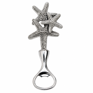 Abridor de Botellas de Metal con Forma de Estrella de Mar Plateada Antigua al por Mayor para Decoración de Bares con Temática Costera y Uso en Fiestas de Boda en la Playa - Product Image 1