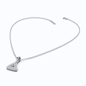 14K Yellow Gold Geometric Triangle Halo Lab Grown Diamond IGI Certified Rhodium Plated Pendant <b>Necklace</b> Modern Minimalist Fine - Product Image 1