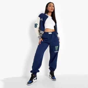 Women College Varsity <b>Jacket</b> Custom Embroidered Wool <b>Leather</b> Sleeve Letterman Outerwear OEM ODM Sample Service - Product Image 5