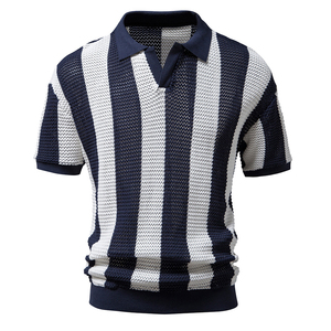 เสื้อเชิ้ตผู้ชายทรงปกติ ผ้าถักโพลีเอสเตอร์ ระบายอากาศได้ดี สีเขียวขาว ป้องกันรอยยับ สไตล์ลำลอง หรูหราทันสมัย - Product Image 3
