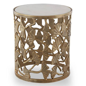 Mesas de centro y auxiliares de diseño con hojas de Ginkgo chapadas en oro, hechas de metal de primera calidad, con un aspecto atractivo para el hogar, hotel, sala de estar. - Product Image 1