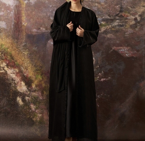 New 2026 Dubai Beautiful Black Traditional Islamic Women's Saudi Arabian <b>Abaya</b> Spring Polyester Breathable Ankle Length Muslim - Product Image 2