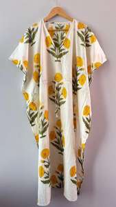 ชุดคลุมผ้าฝ้ายลายดอกไม้, ชุดพิมพ์ลายอินเดีย, ชุดคลุมชายหาด, ไซส์ใหญ่ - Product Image 5