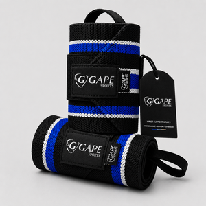 GAPE SPORTS Bandes de soutien pour poignets Noir Bleu Blanc Fermeture réglable à scratch pour la musculation et l'entraînement de force OEM - Product Image 3