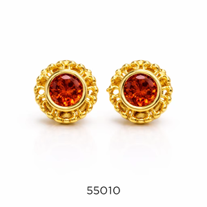 Boucles d'oreilles ovales plaquées or de haute qualité avec corail MOLL JEWELLERS – Tendance pour femme, idéales pour les soirées et le quotidien, certifiées par un tiers - Product Image 1