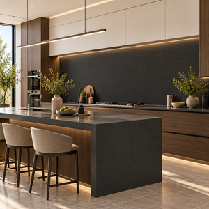 Elegantes losas de suelo de la serie Glimpse Black con textura de mármol de 600x600, antideslizantes, resistentes al desgaste y de cuerpo completo. - Product Image 1