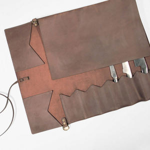Chef Knife <b>Roll</b> Bag Custom Personalized Water Resistant Chef Knife Bag <b>Tool</b> <b>Roll</b> with Leather LKR-0244 - Product Image 3