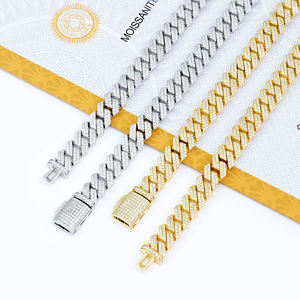 Wholesale Jewelry Hip Hop <b>Iced</b> <b>Out</b> Gold Plated 925 Sterling Silver Diamond Moissanite Cuban Link <b>Chain</b> for Men Premium Bling - Product Image 4