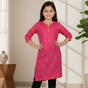 Conjunto de Dos Piezas con Estampado Floral para Mujer, Ropa Étnica Formal Larga, Cómoda, 100% Algodón, Atuendo de Verano - Product Image 1