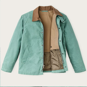 Chaqueta Acolchada de Lona Negra Unisex, Cierre de Cremallera, Bolsillos en el Pecho, Estilo Ropa de Trabajo, Corte Regular, Ropa de Otoño, Forro de Algodón, Secado Rápido - Product Image 2