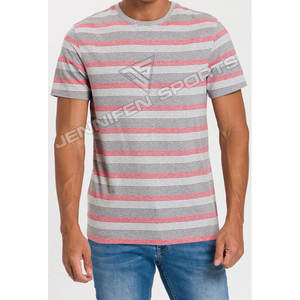 T-shirt pour homme à rayures multicolores personnalisées 240 GSM, coupe classique, taille 2XL, sport, 100% coton, séchage rapide, respirant - Product Image 3