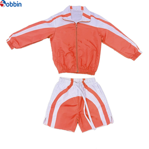 Comfortable Men's Orange White Color Blocking Sporty Tracksuit <b>Set</b> Stand Collar Zipper Jacket Shorts Breathable <b>Knitted</b> - Product Image 1