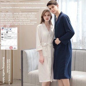 Peignoir gaufré printemps-été pour femme, combinaison <span class=keywords><strong>de</strong></span> sauna épaisse, robe <span class=keywords><strong>de</strong></span> bain absorbante à séchage rapide pour <span class=keywords><strong>homme</strong></span>, idéale pour les vacances - Product Image 5