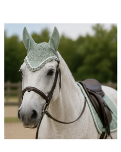 Luxury Equestrian Horse Saddle Pad and <b>Fly</b> Bonnet Set Diamond Quilted Dressage Saddle Pad Ear <b>Net</b> Bonnet Set with Custom Color - Product Image 3