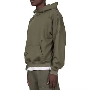 Sweat à capuche oversize pour homme, effet vieilli, style streetwear vintage, en molleton de coton, fournisseur en gros - Product Image 5