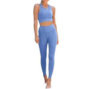 Ensemble de yoga pour femme : Leggings taille haute sans couture, crop top, soutien-gorge dos nageur imprimé léopard, tenue de sport sans manches pleine longueur - Product Image 4