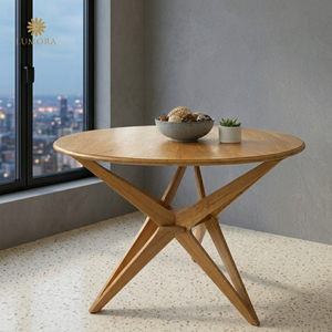 Gala <b>Solid</b> Teak <b>Wood</b> Handmade Multipurpose 2 Seater Modern <b>Round</b> <b>Dining</b> <b>Table</b> Home Furniture Assembly Required - Product Image 4