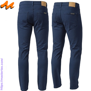 Pantalon décontracté pour homme MASTER TEXTILE, coupe slim, extensible, confortable, teint en pièce, léger, tissé sergé, respirant, fermeture boutonnée, rivets - Product Image 3
