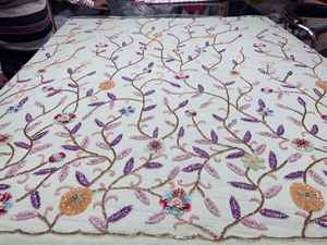 3D Floral Hand Embroidered <b>Net</b> Fabric Beads Sequins Crystal Center for Girls' Accessories Cross Style Weft Woven - Product Image 2