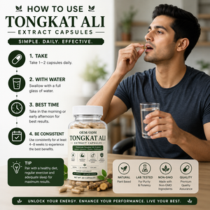 Capsules OEM Tongkat Ali, pur et naturel, extrait d'Eurycoma longifolia Jack, complément alimentaire pour la vitalité, l'endurance et la force des hommes. - Product Image 3