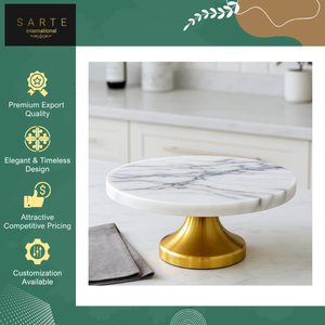 Latest Stock Arrival India Made Round Dessert Display Centerpiece Use Custom Design Natural <b>Marble</b> <b>Cake</b> <b>Stand</b> at Low Price - Product Image 4
