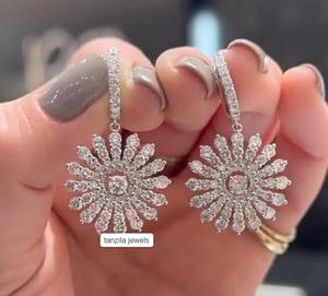 ต่างหูเพชรโมอิสสเตอร์ลิงก้านดอกเงินต่างหูห้อยแบบปรับแต่งได้สวยงาม - Product Image 2