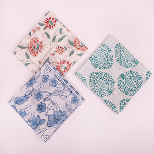 Vintage Style Skin Friendly Summer Wrap Handmade Cotton <b>Square</b> <b>Scarf</b> Floral Pattern Unisex Bandana Artisan Kerchief - Product Image 4