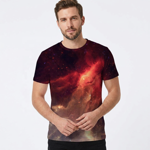 T-shirt à manches courtes col rond pour homme, imprimé galaxie, coupe classique, tissu tricoté en polyester, imprimé photo, vêtement décontracté - Product Image 3