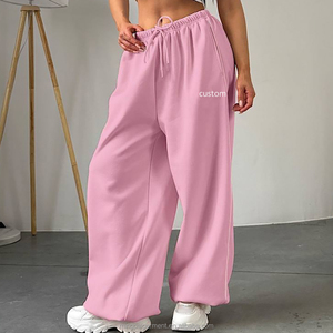<span class=keywords><strong>Pantalon</strong></span> de jogging ample en coton personnalisé pour <span class=keywords><strong>femme</strong></span>, taille haute, coupe droite, style streetwear <span class=keywords><strong>d</strong></span>écontracté <span class=keywords><strong>d</strong></span>'<span class=keywords><strong>été</strong></span> - Product Image 2