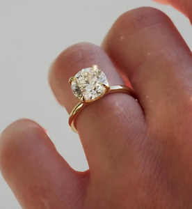 Bague de fiançailles solitaire en or massif 14 carats avec moissanite taille ronde de luxe, bijoux fins classiques, vente en gros - Product Image 3
