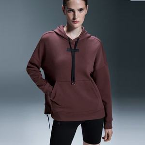 Conjunto sólido de dos piezas para mujer, chándales, Jersey informal de manga larga, Sudadera con capucha y pantalones cortos, conjunto de verano con logotipo personalizado, algodón 100% - Product Image 4