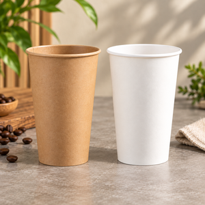 Gobelets à café jetables en papier kraft biodégradable, matériaux recyclés, qualité alimentaire, à paroi simple, écologiques, pour boissons chaudes, verts - Product Image 4