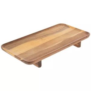 Plateau de service en bois au design moderne pour table à manger, surface polie, idéal pour servir le thé, le café et les repas - Product Image 2
