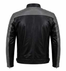 เสื้อแจ็คเก็ตหนังผู้ชายสไตล์นักขี่มอเตอร์ไซค์ คอตั้ง ปิดด้วยซิป - Product Image 2