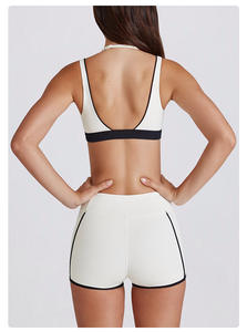 Custom Wholesale Women 2 Piece Yoga Set Loop Back <b>Sports</b> <b>Bra</b> & High Waist Shorts Fitness Set V Neck <b>Bra</b> - Product Image 5