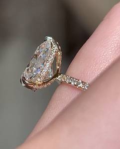 3.5 Carat Pear Cut Diamond Engagement <b>Ring</b> for Women | Hidden Halo <b>Solitaire</b> Wedding <b>Ring</b> | IGI Certified Luxury Bridal Gold - Product Image 6