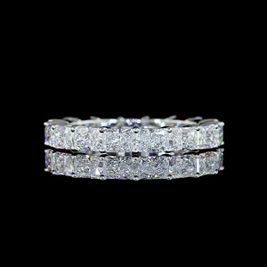 Bague de mariage de luxe en or 10K 14K 18K ou argent 925 935, sertie de diamants de laboratoire taille radiant, pour anniversaire et fiançailles - Product Image 2