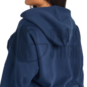 Sudadera con capucha extragrande para mujer, con cremallera completa, de algodón personalizado, estilo casual con hombros caídos - Product Image 6