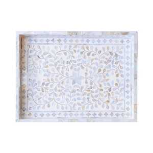 Plateau de service et de rangement en mosaïque de nacre artisanale, organisateur élégant et luxueux pour la salle à manger, la décoration de table et l'exposition - Product Image 3